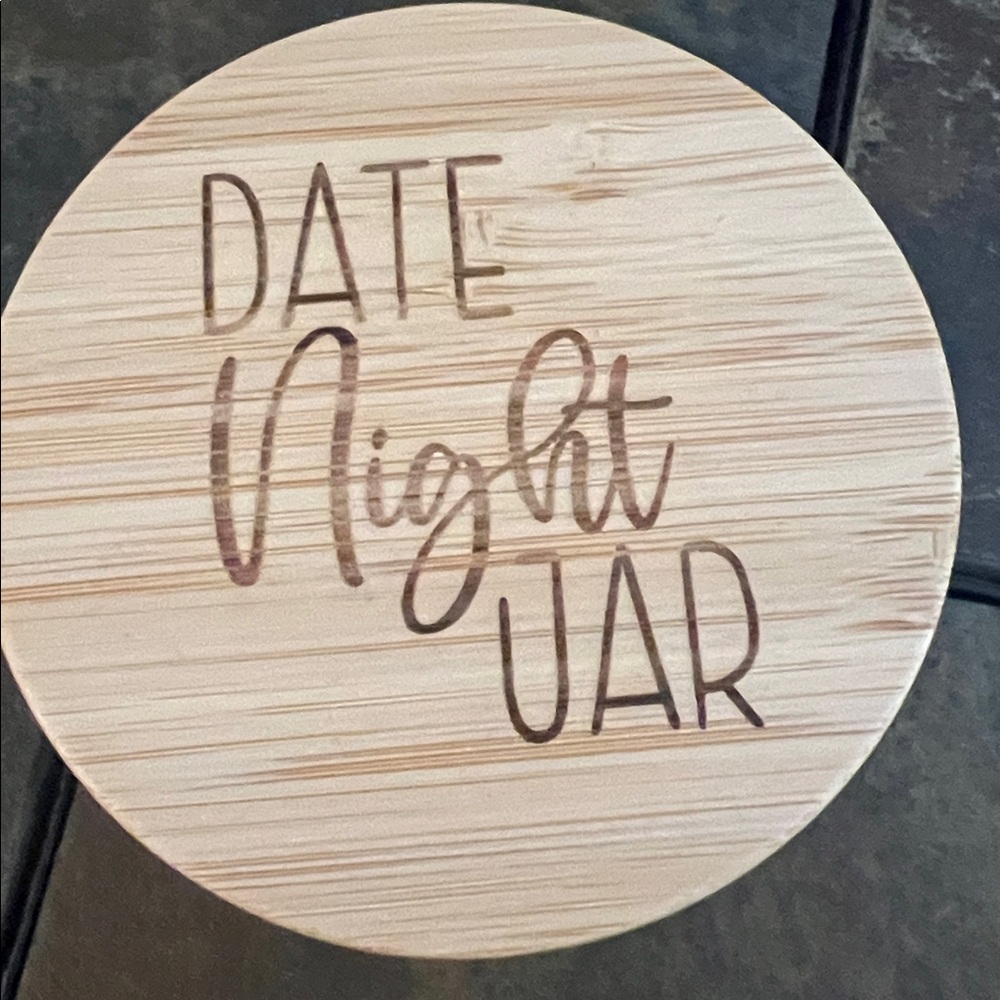 NWOT-Handcrafted Bamboo Date Night Jar with Wooden Hearts For Date Ideas